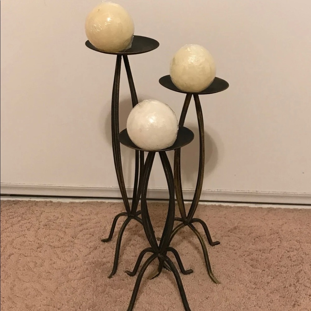 Antique Gold Paint Rustic Candlesticks
